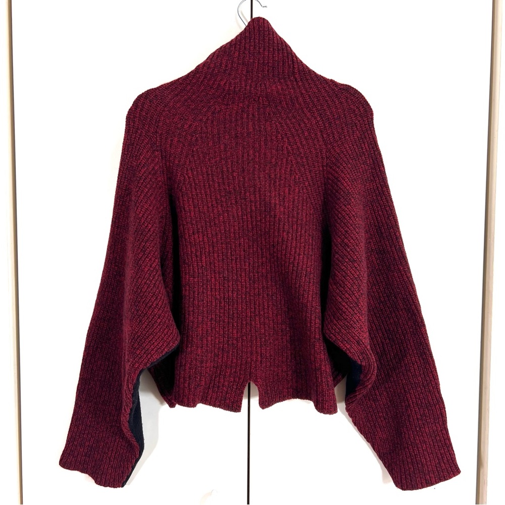 Zadig & Voltaire Sweater Women’s S Wool Blend Burgundy Turtleneck Ribbed Dolman - Picture 3 of 8